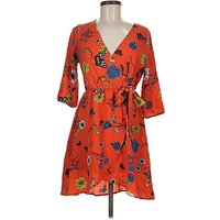 Dream of Me Casual Dress - Wrap: Orange Print Pattern Dresses - Used