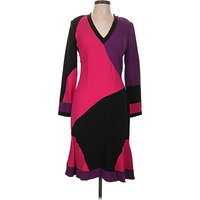 NK32 Naeem Khan Cocktail Dress - Wrap: Purple Color Block Pattern Dresses - Used - Size