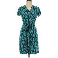 En Focus Studio Casual Dress - Wrap: Teal Argyle Pattern Dresses - Used - Size