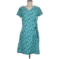 Lands' End Casual Dress - Wrap: Teal Dresses - Used - Size Medium Petite