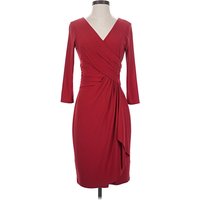 Chaps Cocktail Dress - Wrap: Burgundy Solid Pattern Dresses - Used