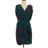 Apt. 9 Cocktail Dress - Wrap: Teal Chevron/Herringbone Pattern Dresses - Used