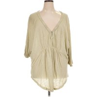 Wrap 3/4 Sleeve Blouse: Tan Tops - Size