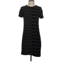Lou & Grey Casual Dress - Shift: Black Stripes Pattern Dresses - Used - Size X