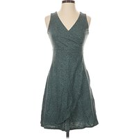 Royal Robbins Cocktail Dress - Wrap: Teal Chevron/Herringbone Pattern Dresses - Used - Size X
