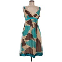 Sue Wong Cocktail Dress - Wrap: Teal Camo Pattern Dresses - Used - Size