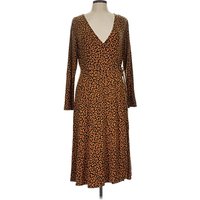 Old Navy Casual Dress - Wrap: Brown Animal Print Pattern Dresses - Used