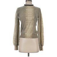 Twinset Turtleneck Sweater: Gold Metallic Pattern Tops - Size X