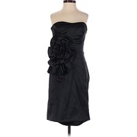 White House Black Market Cocktail Dress - Party: Black Solid Pattern Dresses - Used - Size