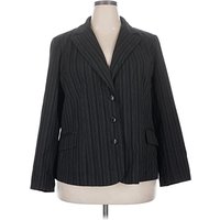 Lane Bryant Blazer Jacket: Gray Stripes Pattern Jackets & Outerwear - Size 20 Plus