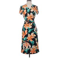 INC International Concepts Cocktail Dress - Wrap: Teal Tropical Pattern Dresses - Used