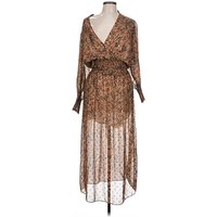 Waverly Grey Cocktail Dress - Wrap: Brown Paisley Pattern Dresses - Used