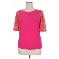 Kim & Cami Short Sleeve Top Pink Sweetheart Neckline Tops - Used - Size X