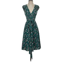 BCBGMAXAZRIA Casual Dress - Wrap: Teal Floral Pattern Dresses - Used - Size 2X