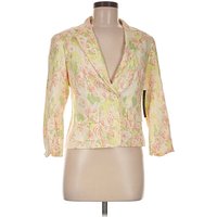 Elie Tahari Blazer Jacket: Ivory Floral Pattern Jackets & Outerwear - Size