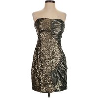 La Rok Cocktail Dress - Party: Gold Metallic Pattern Dresses - Used