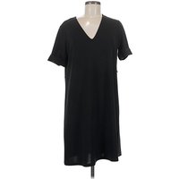 The Vanity Room Casual Dress - Shift: Black Solid Pattern Dresses - Used