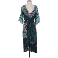 Conditions Apply Casual Dress - Wrap: Teal Paisley Pattern Dresses - Used - Size X