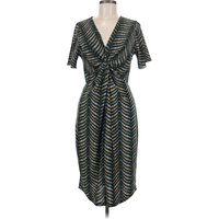Fig and Flower Cocktail Dress - Wrap: Teal Chevron/Herringbone Pattern Dresses - Used