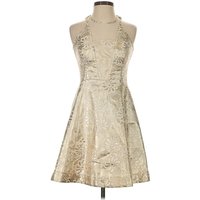 Lilly Pulitzer Cocktail Dress - Party: Gold Floral Pattern Dresses - Used - Size