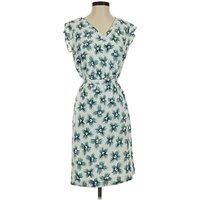 Ann Taylor Factory Casual Dress - Wrap: Teal Tropical Pattern Dresses - Used