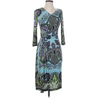 ETRO Casual Dress - Wrap: Teal Paisley Pattern Dresses - Used - Size
