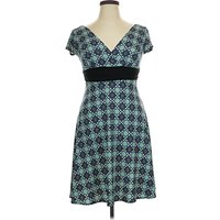 London Style Casual Dress - Wrap: Teal Argyle Pattern Dresses - Used - Size 14 Petite