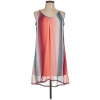 Xhilaration Casual Dress - Slip dress: Orange Color Block Pattern Dresses - Used