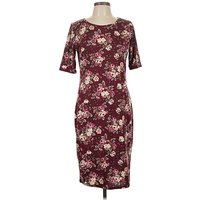Lularoe Casual Dress - Sheath: Burgundy Floral Pattern Dresses - Used