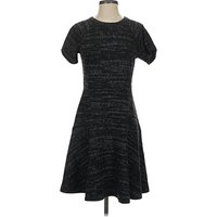 Ann Taylor LOFT Casual Dress - Fit & Flare: Black Tweed Pattern Dresses - Used - Size