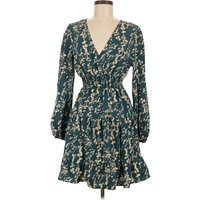 Shein Cocktail Dress - Wrap: Teal Print Pattern Dresses - Used - Size