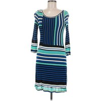 Velvet Casual Dress: Blue Stripes Pattern Dresses - Used