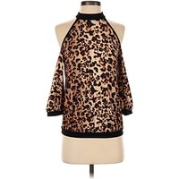 Bebe 3/4 Sleeve Blouse: Brown Tops