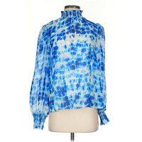 Cami NYC 3/4 Sleeve Silk Top Blue Mock Neckline Tops - Used - Size X