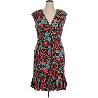 Glamour Cocktail Dress - Wrap: Teal Animal Print Pattern Dresses - New - Size