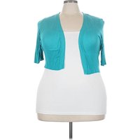 Lane Bryant Cardigan Sweater: Teal Sweaters & Sweatshirts - Size 22 Plus