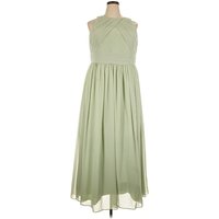 Azazie Cocktail Dress - Bridesmaid: Green Solid Pattern Dresses - Used - Size