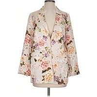 Cami NYC Silk Blazer Jacket: Ivory Floral Pattern Jackets & Outerwear