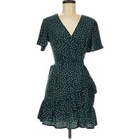 Polly Casual Dress - Wrap: Teal Polka Dots Pattern Dresses - Used - Size