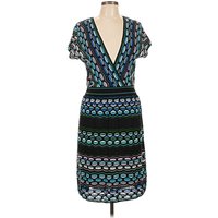 M Missoni Cocktail Dress - Wrap: Teal Print Pattern Dresses - Used - Size