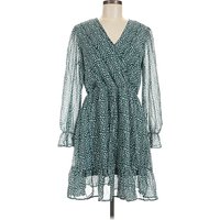 Kirundo Casual Dress - Wrap: Teal Polka Dots Pattern Dresses - Used