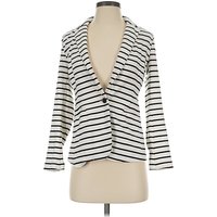 Old Navy Blazer Jacket: White Stripes Pattern Jackets & Outerwear - Size X