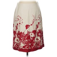 Ann Taylor Silk Skirt: Ivory Graphic Pattern Bottoms - Size