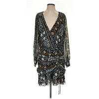 Veronica Beard Cocktail Dress - Wrap: Teal Paisley Pattern Dresses - Used - Size X