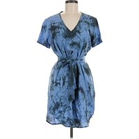 Cloth & Stone x Anthropologie Casual Dress - Wrap: Blue Tie-dye Pattern Dresses - Used