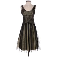 BCBGMAXAZRIA Cocktail Dress - Party: Gold Metallic Pattern Dresses - Used - Size