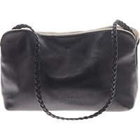 Desmo Leather Shoulder Bag: Black Solid Pattern Bags