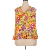 Jones & Co Sleeveless Blouse: Yellow Tops - Size 2X