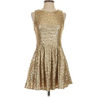 TFNC London Cocktail Dress - Party: Gold Metallic Pattern Dresses - Used