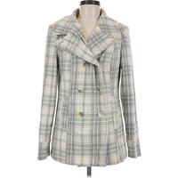Old Navy Coat: Gray Plaid Pattern Jackets & Outerwear - Size Medium Tall